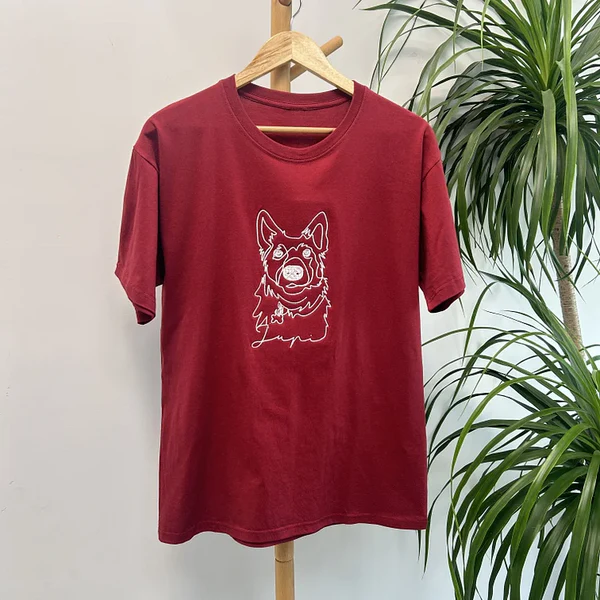 Sweat à capuche brodé personnalisé avec contour d'animal de compagnie – Sweat-shirt/t-shirt à point unique.