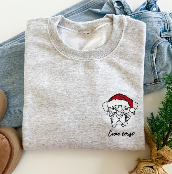 Sweat-shirt personnalisé brodé avec portrait d'animal de compagnie, cadeaux de Noël