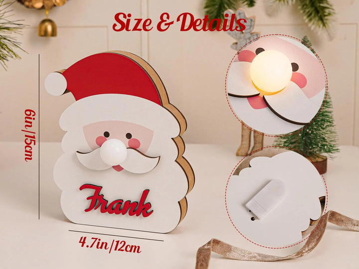 Lanterne de Noël personnalisée, lampe de Noël en bois