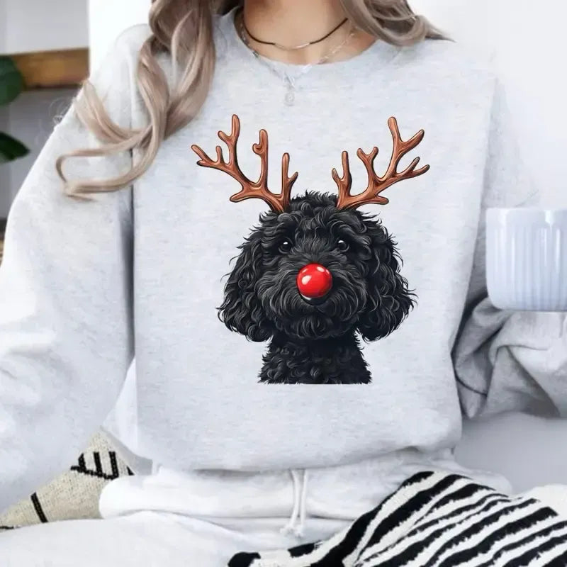Sweat-shirt et sweat-shirt à capuche personnalisés avec imprimé de Noël représentant des rennes pour animaux de compagnie