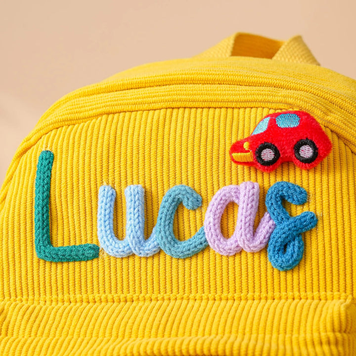 Sac à dos personnalisé pour enfant – Sac à dos en velours côtelé avec nom personnalisé pour l'école