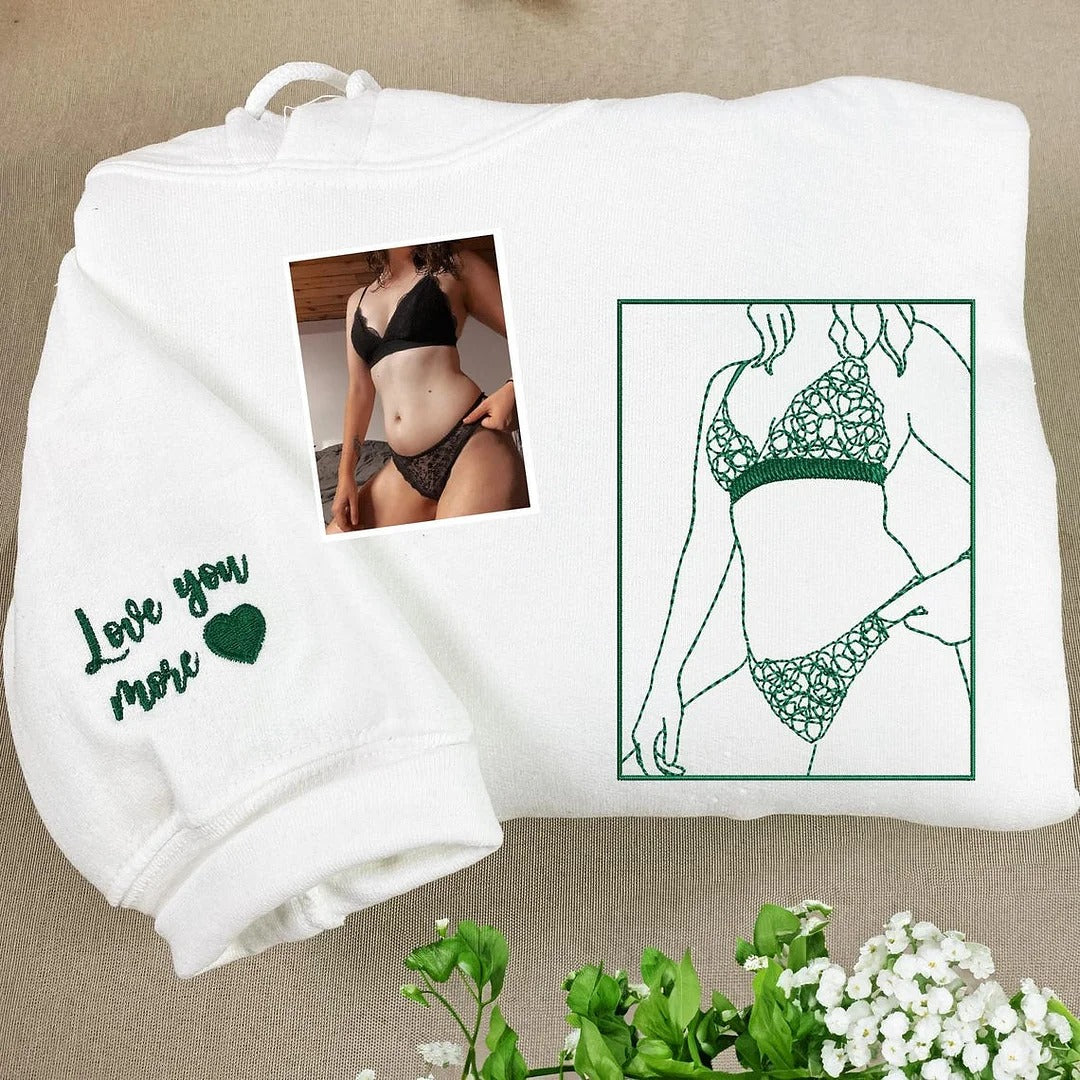 Sweat-shirt brodé personnalisé – Cadeau portrait sexy personnalisé pour lui 💕🔥