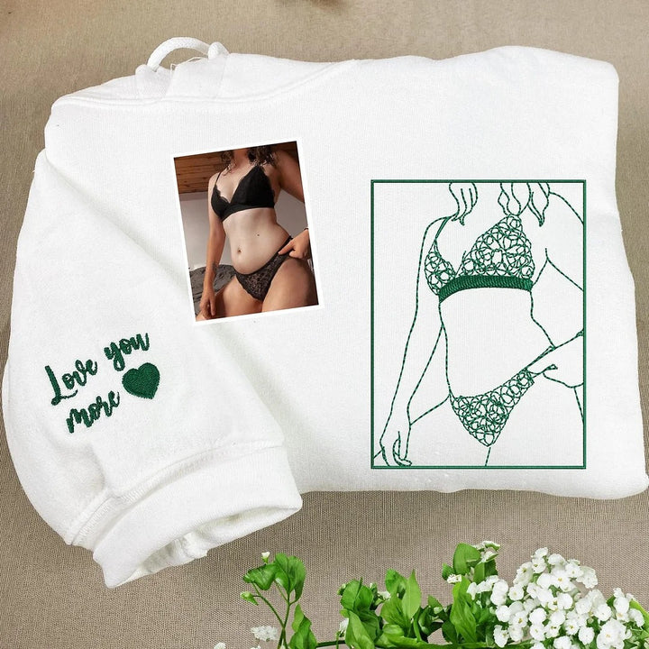 Sweat-shirt brodé personnalisé – Cadeau portrait sexy personnalisé pour lui 💕🔥