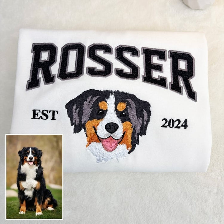 Sweat-shirt brodé personnalisé avec le visage et le nom de votre animal de compagnie, cadeau souvenir pour les amoureux des animaux