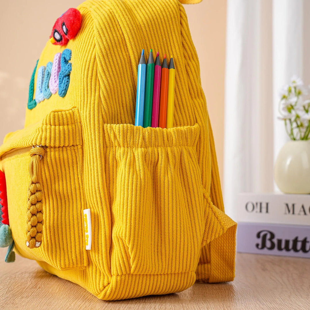 Sac à dos personnalisé pour enfant – Sac à dos en velours côtelé avec nom personnalisé pour l'école