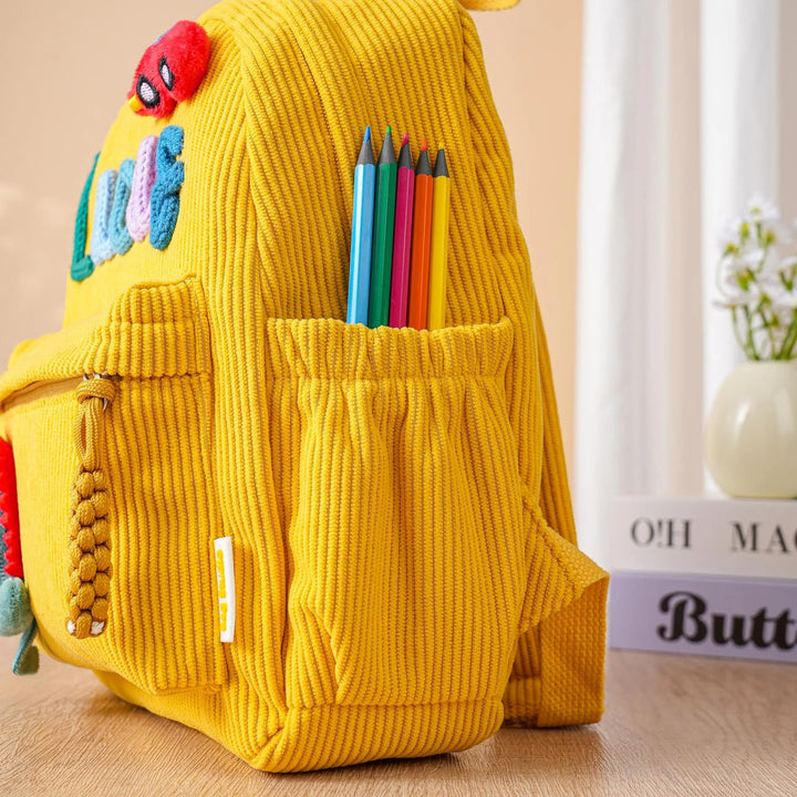 Sac à dos personnalisé pour enfant – Sac à dos en velours côtelé avec nom personnalisé pour l'école