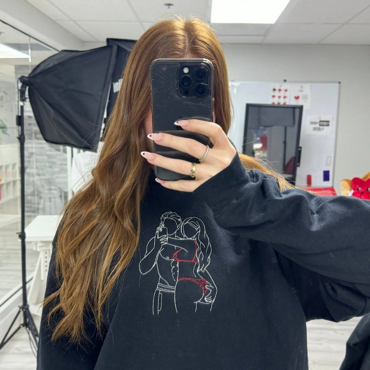 Sweat-shirt brodé personnalisé – Cadeau portrait sexy personnalisé pour lui 💕🔥