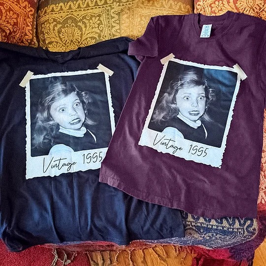 T-shirt personnalisé avec photo et année vintage des années 90