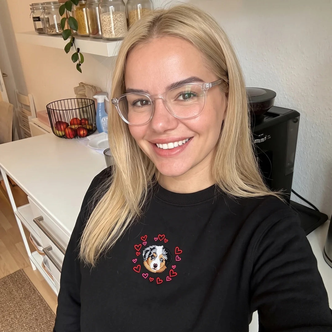 Sweat-shirt brodé avec portrait d'animal de compagnie - Un amour éternel pour les animaux de compagnie