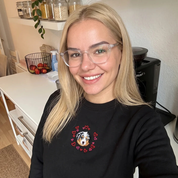 Sweat-shirt brodé avec portrait d'animal de compagnie - Un amour éternel pour les animaux de compagnie