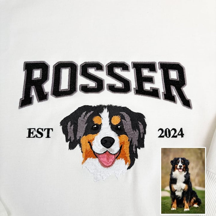 Sweat-shirt brodé personnalisé avec le visage et le nom de votre animal de compagnie, cadeau souvenir pour les amoureux des animaux