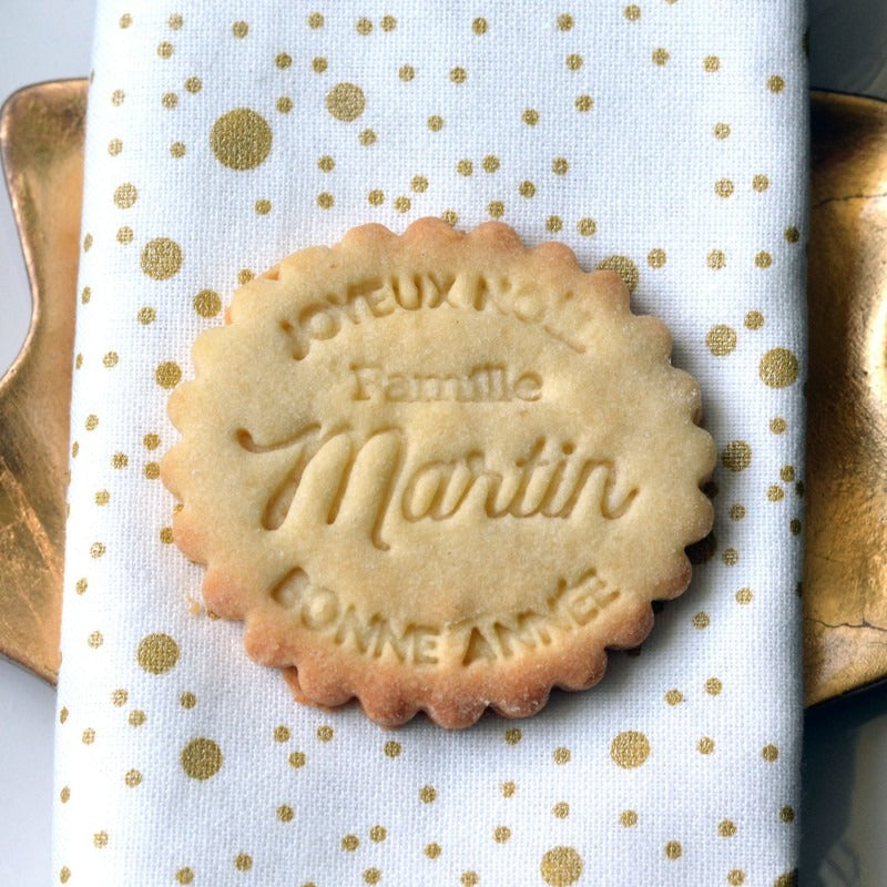 2025 Ensemble de tampons à biscuits de Noël personnalisés avec nom de famille personnalisé