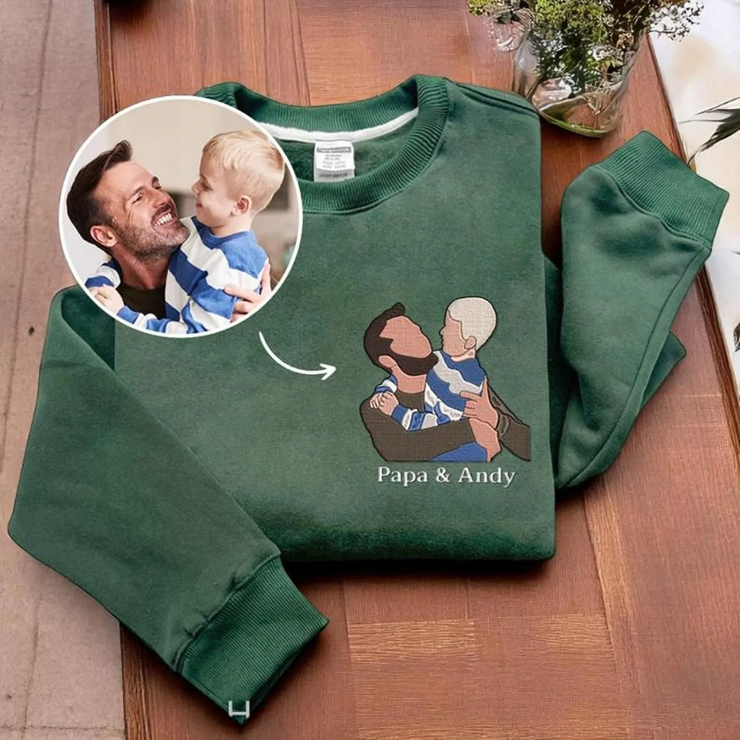 2025 Sweatshirt Portrait de Papa - Broderie Photo