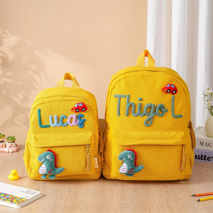 Sac à dos personnalisé pour enfant – Sac à dos en velours côtelé avec nom personnalisé pour l'école