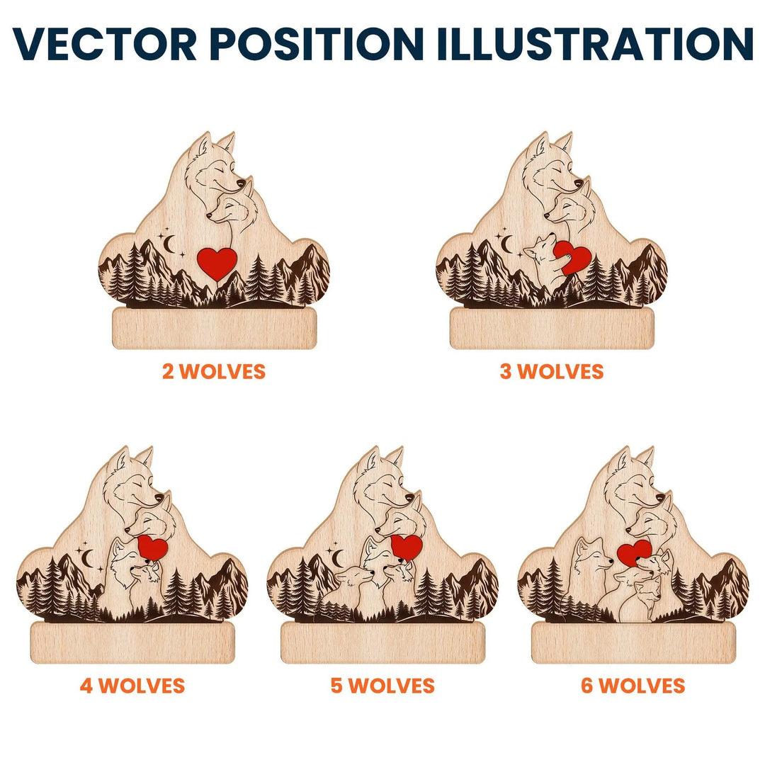 Puzzle en bois personnalisé - Famille de loups - Décorations et cadeaux personnalisés