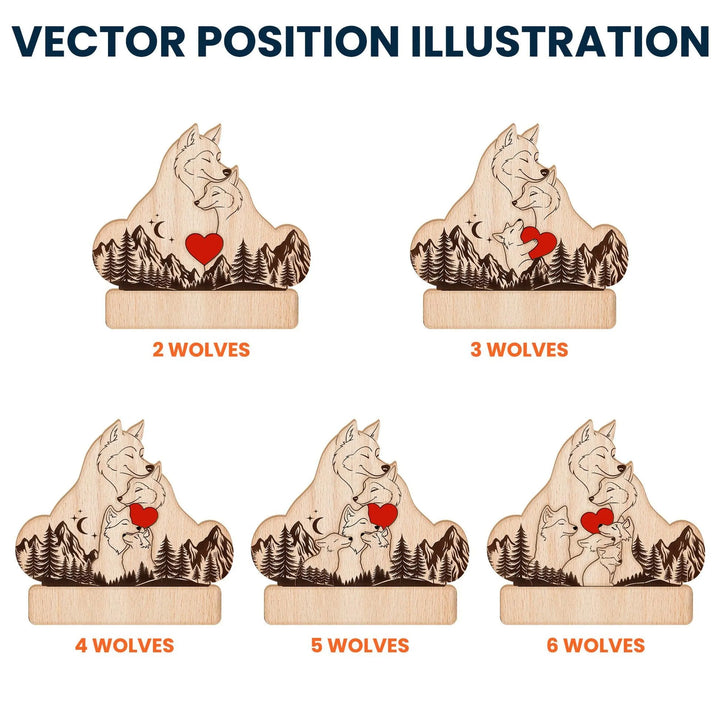 Puzzle en bois personnalisé - Famille de loups - Décorations et cadeaux personnalisés