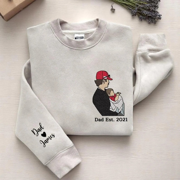 2025 Sweatshirt Portrait de Papa - Broderie Photo