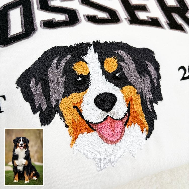 Sweat-shirt brodé personnalisé avec le visage et le nom de votre animal de compagnie, cadeau souvenir pour les amoureux des animaux