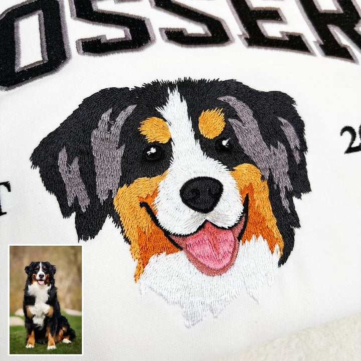 Sweat-shirt brodé personnalisé avec le visage et le nom de votre animal de compagnie, cadeau souvenir pour les amoureux des animaux