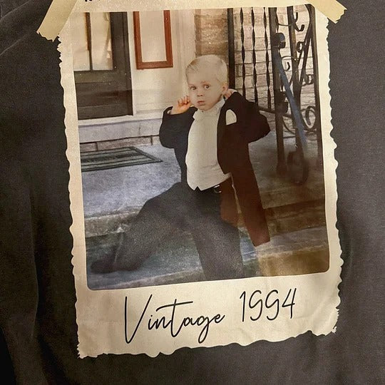 T-shirt personnalisé avec photo et année vintage des années 90