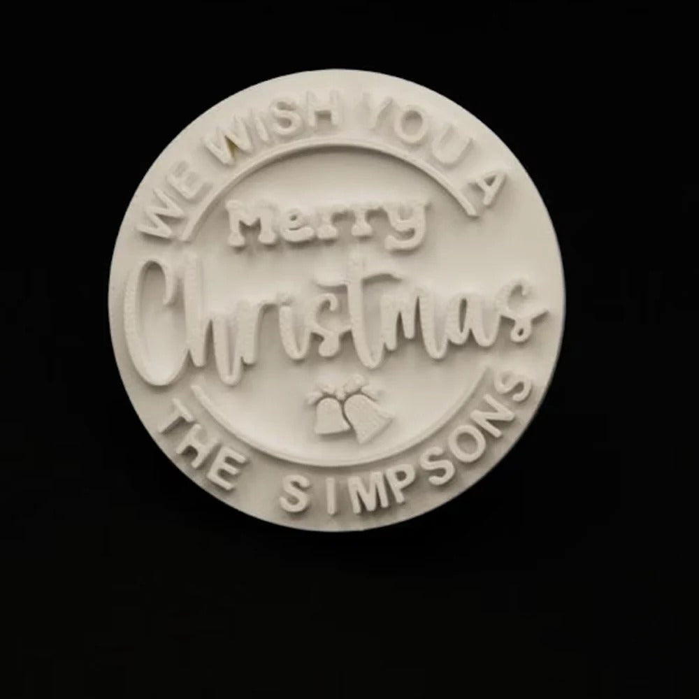 2025 Ensemble de tampons à biscuits de Noël personnalisés avec nom de famille personnalisé