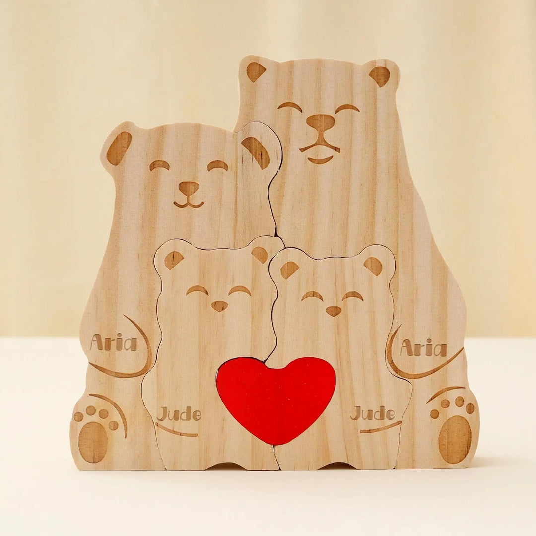 Puzzle personnalisé en bois Famille de ours– Décoration et cadeau personnalisés