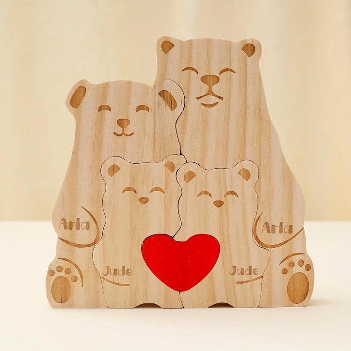 Puzzle personnalisé en bois Famille de ours– Décoration et cadeau personnalisés