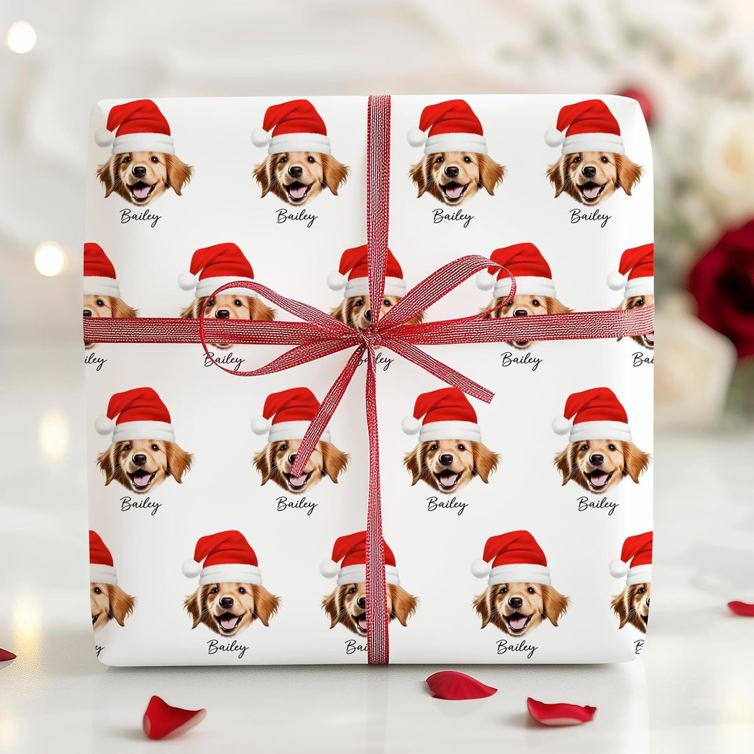 Papier cadeau photo personnalisé pour animaux de compagnie, emballage cadeau personnalisé pour chien et chat