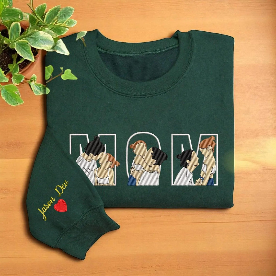 T-shirts et sweats personnalisés brodés avec la photo de maman, des cadeaux de Noël parfaits.
