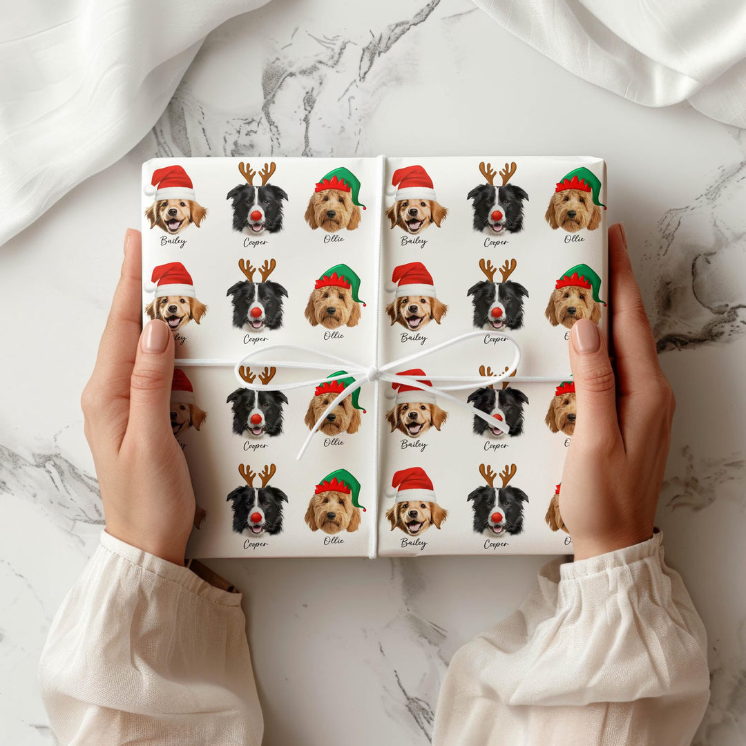 Papier cadeau photo personnalisé pour animaux de compagnie, emballage cadeau personnalisé pour chien et chat