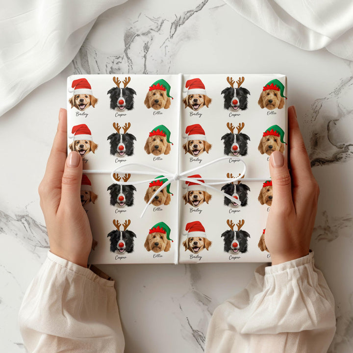 Papier cadeau photo personnalisé pour animaux de compagnie, emballage cadeau personnalisé pour chien et chat