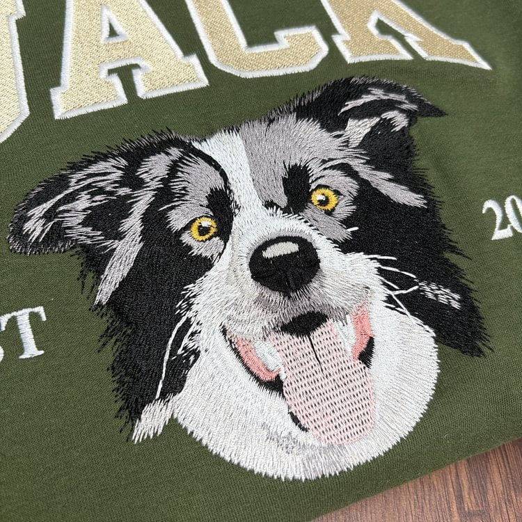 Sweat-shirt brodé personnalisé avec le visage et le nom de votre animal de compagnie, cadeau souvenir pour les amoureux des animaux