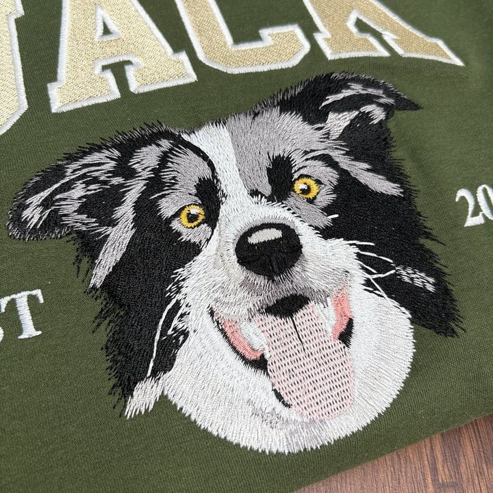 Sweat-shirt brodé personnalisé avec le visage et le nom de votre animal de compagnie, cadeau souvenir pour les amoureux des animaux