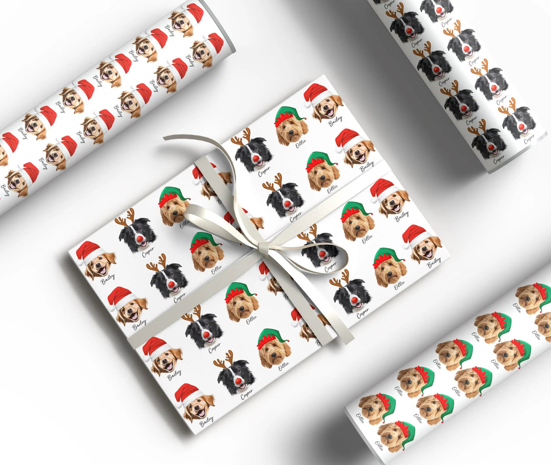 Papier cadeau photo personnalisé pour animaux de compagnie, emballage cadeau personnalisé pour chien et chat