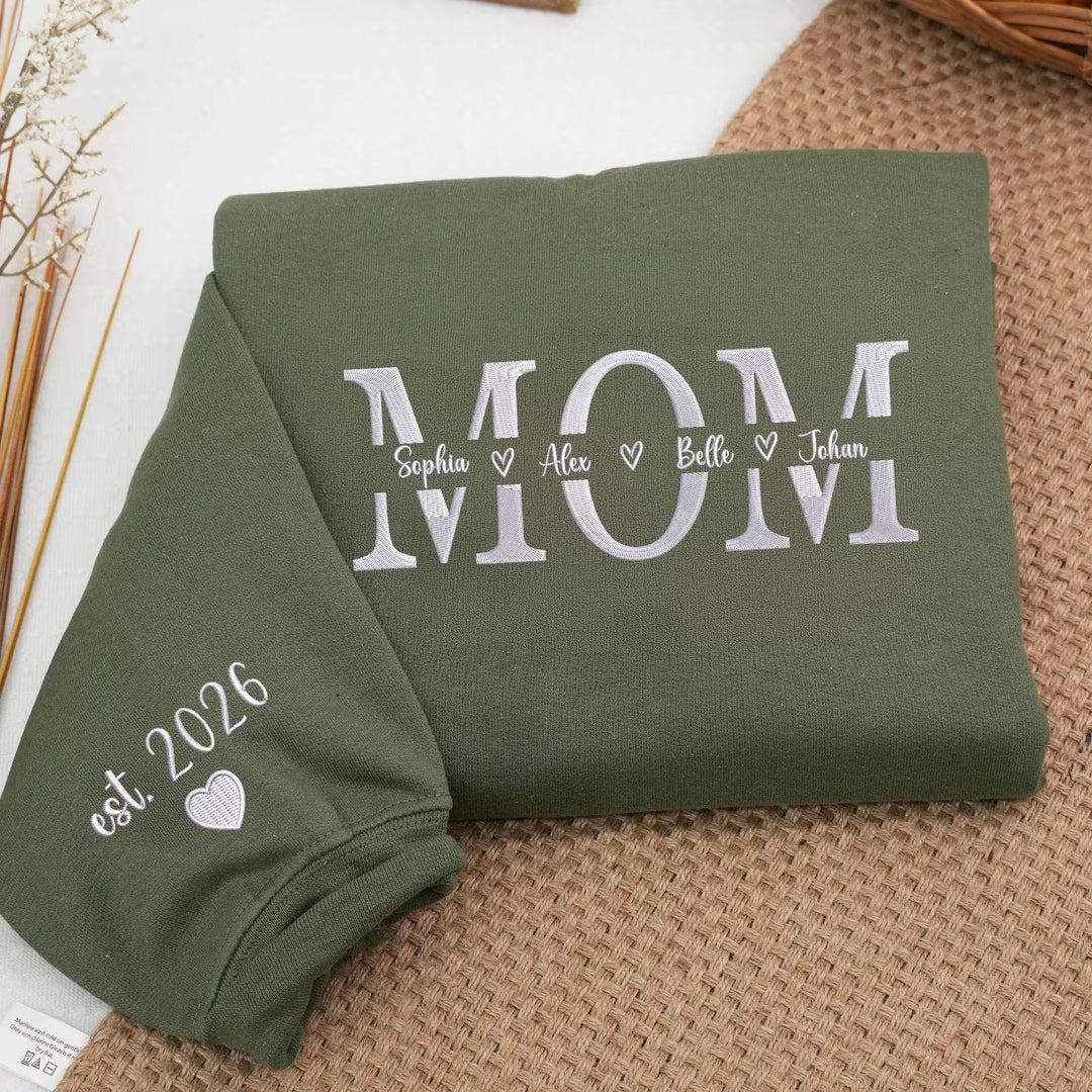 Sweat-shirt brodé pour maman avec le prénom de l'enfant