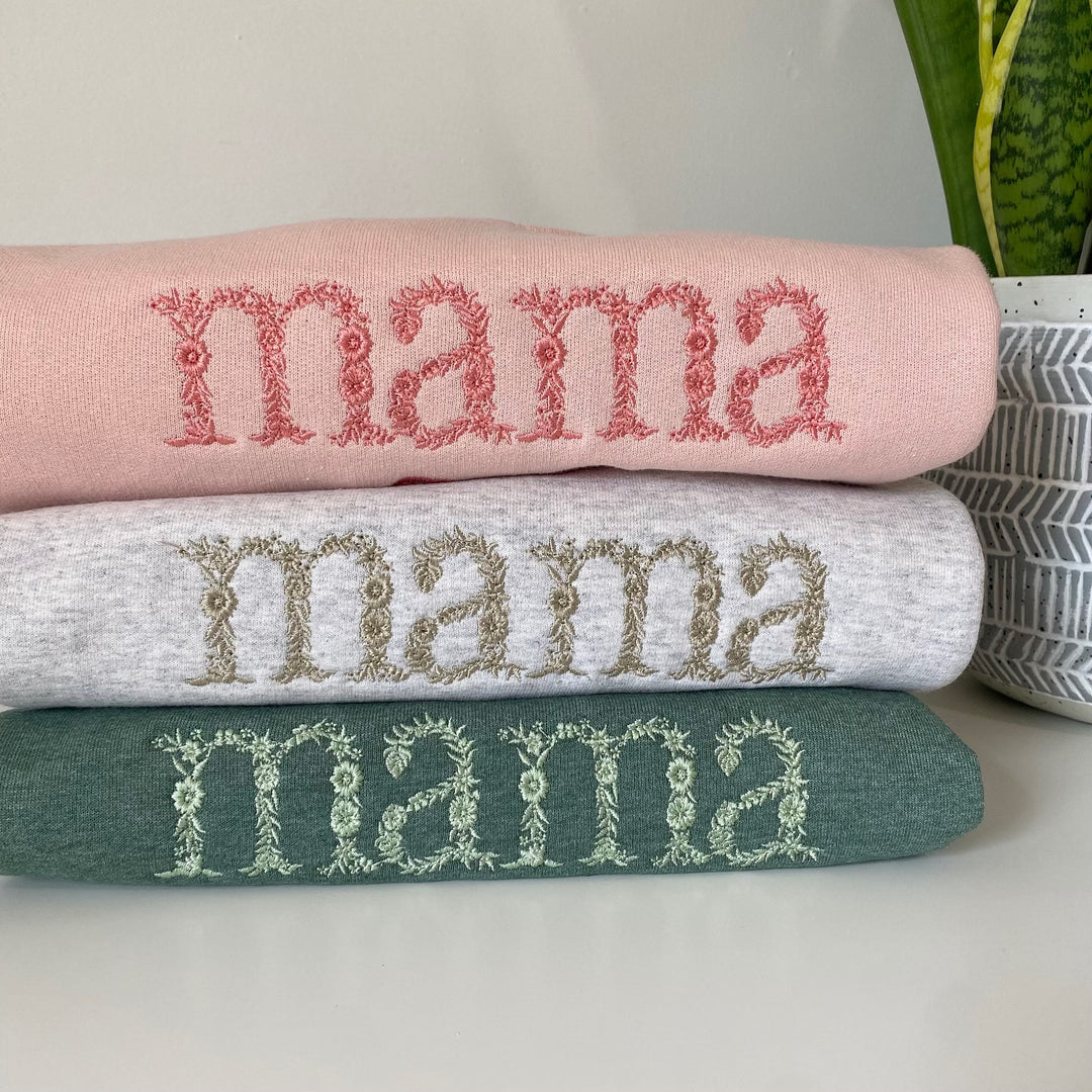 Sweat-shirt brodé de fleurs pour maman/mamie