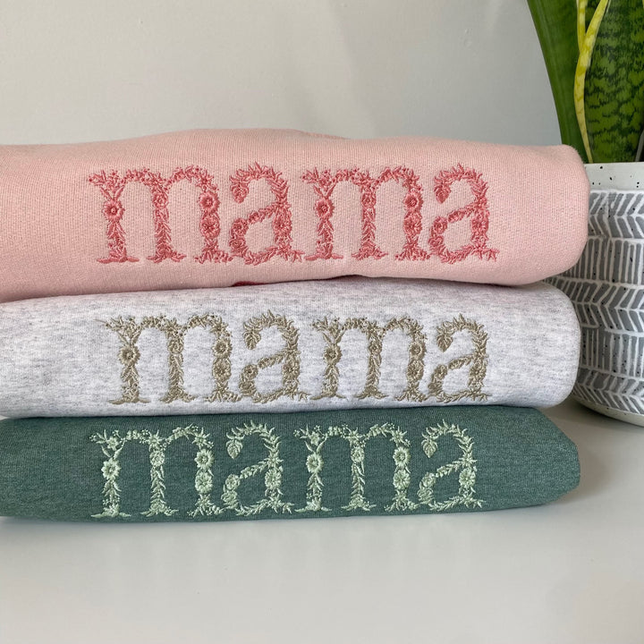 Sweat-shirt brodé de fleurs pour maman/mamie
