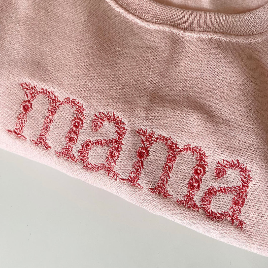 Sweat-shirt brodé de fleurs pour maman/mamie