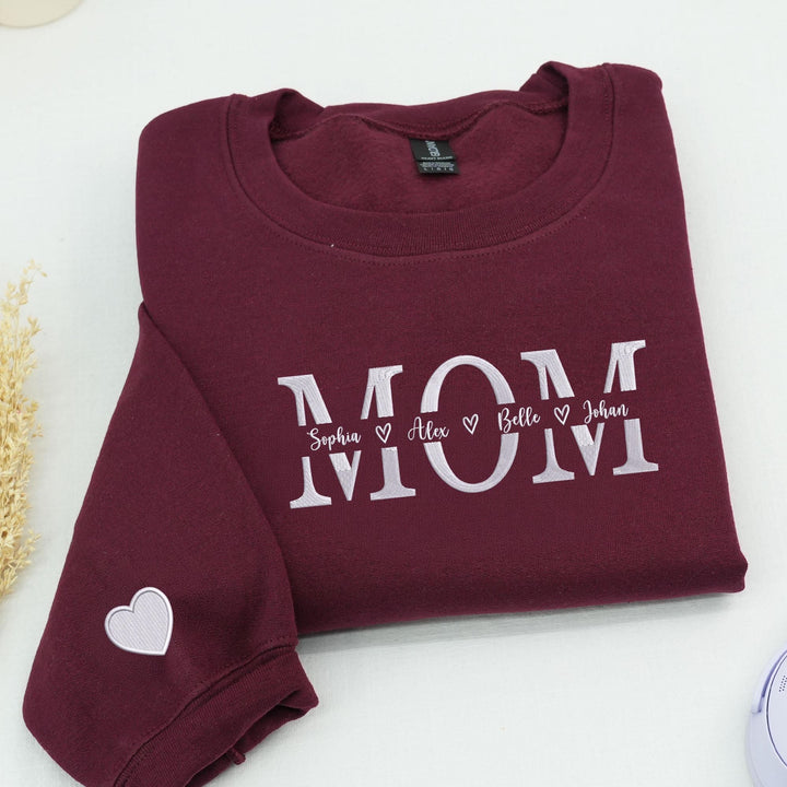 Sweat-shirt brodé pour maman avec le prénom de l'enfant