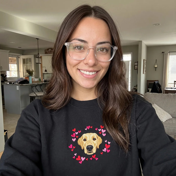 Sweat-shirt brodé avec portrait d'animal de compagnie - Un amour éternel pour les animaux de compagnie