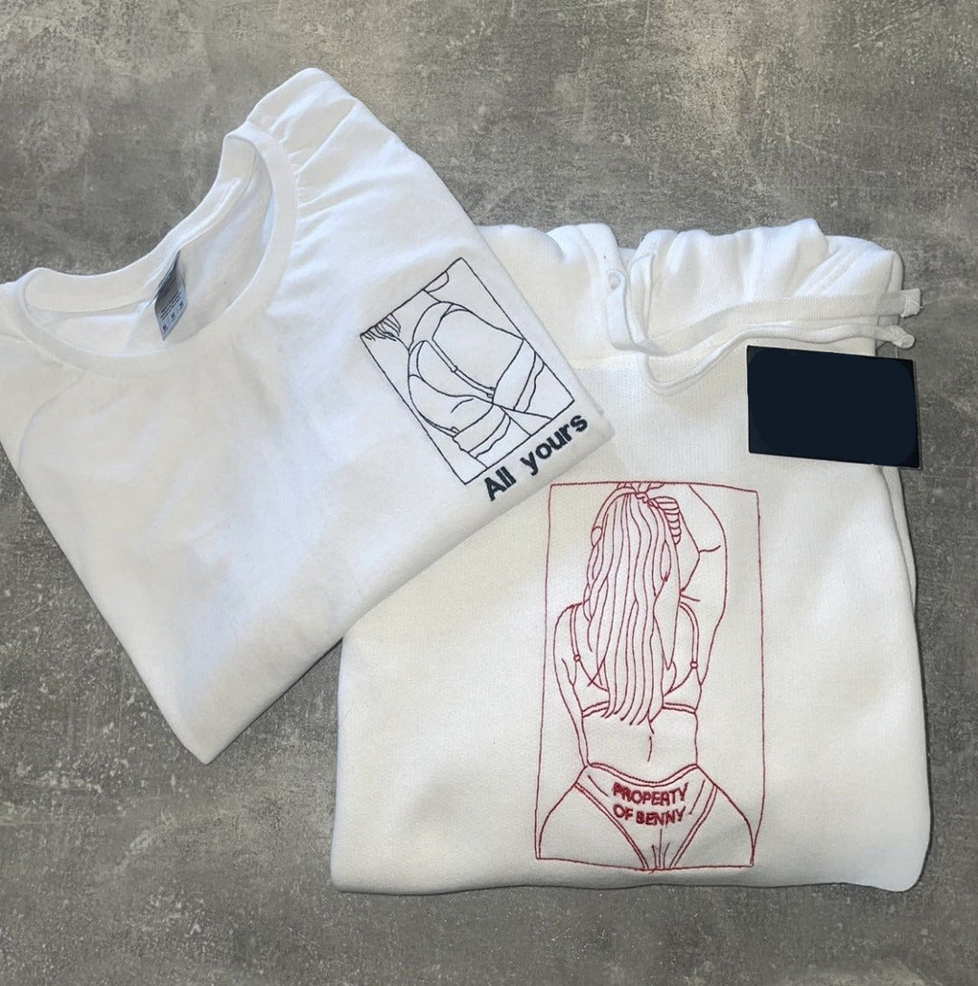 Sweat-shirt brodé personnalisé – Cadeau portrait sexy personnalisé pour lui 💕🔥