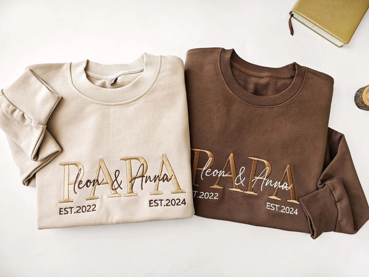 Sweatshirt brodé personnalisé MAMAN/PAPA – Cadeau Fête des Mères & Pères