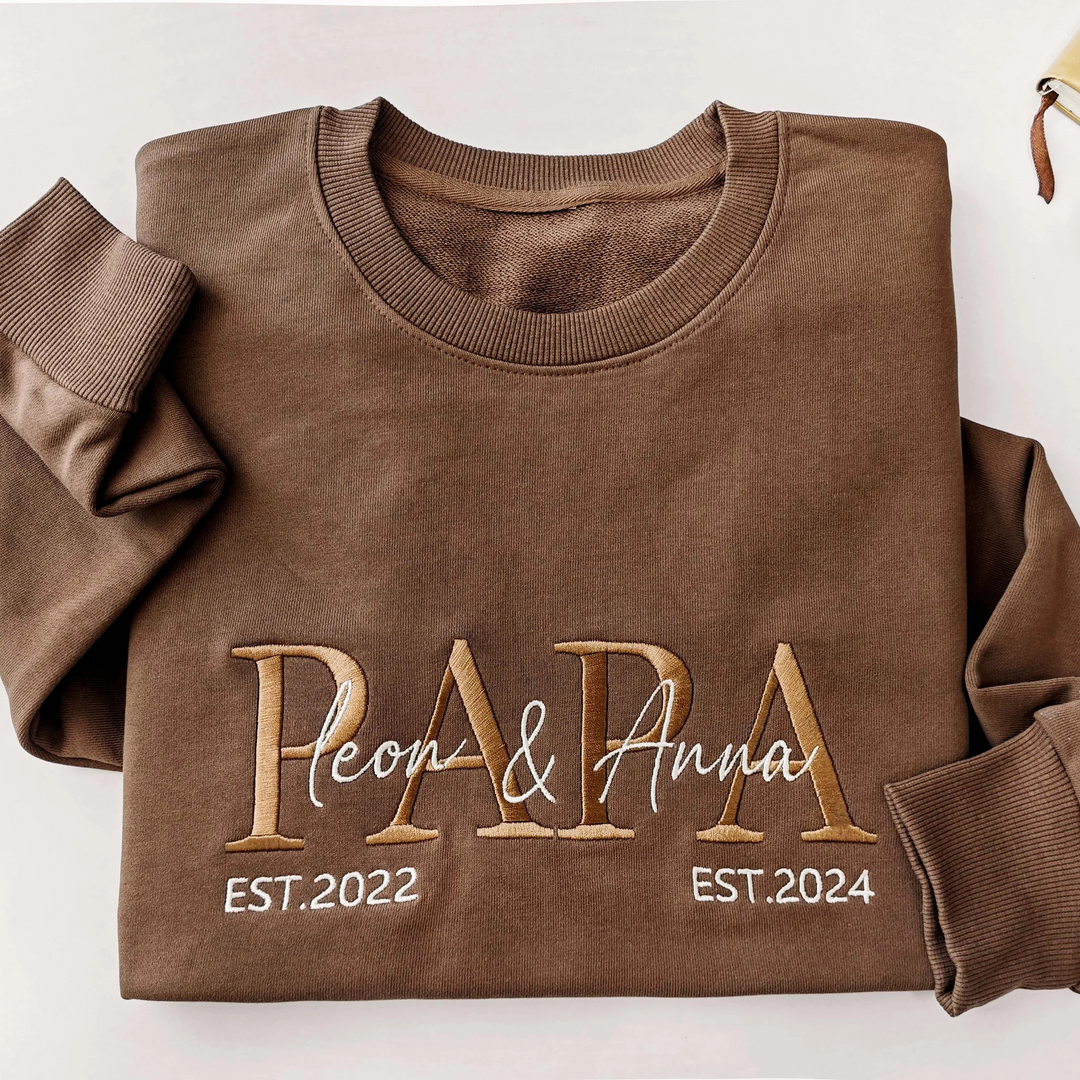 Sweatshirt brodé personnalisé MAMAN/PAPA – Cadeau Fête des Mères & Pères