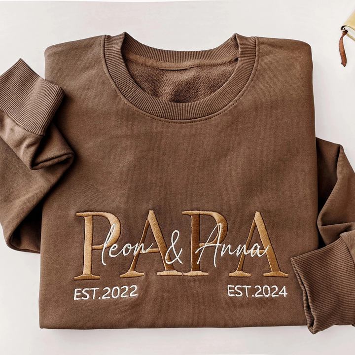 Sweatshirt brodé personnalisé MAMAN/PAPA – Cadeau Fête des Mères & Pères