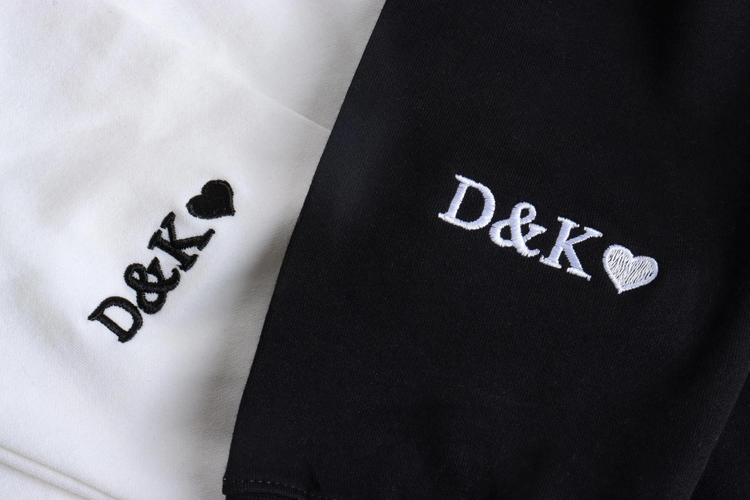 Sweat-shirts pour couples brodés en chiffres romains avec les mots LOVE et Amour