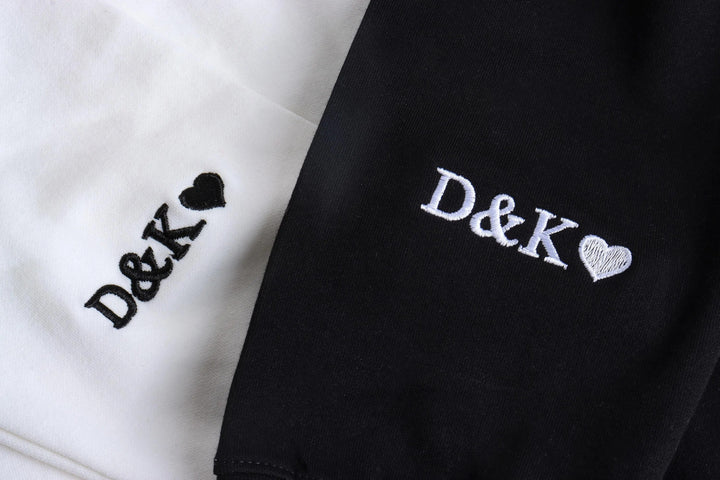 Sweat-shirts pour couples brodés en chiffres romains avec les mots LOVE et Amour