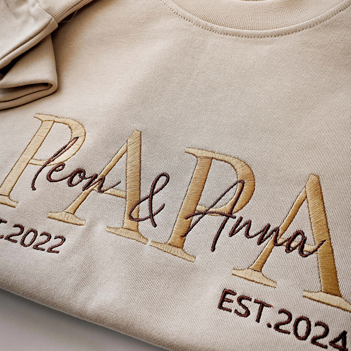 Sweatshirt brodé personnalisé MAMAN/PAPA – Cadeau Fête des Mères & Pères