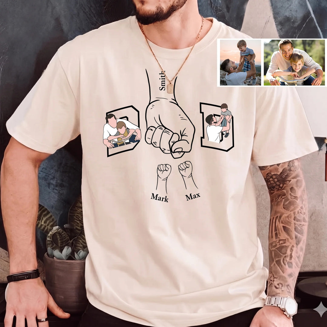 T-shirts et sweats imprimés avec des motifs de poings et des portraits : le cadeau idéal pour papa.