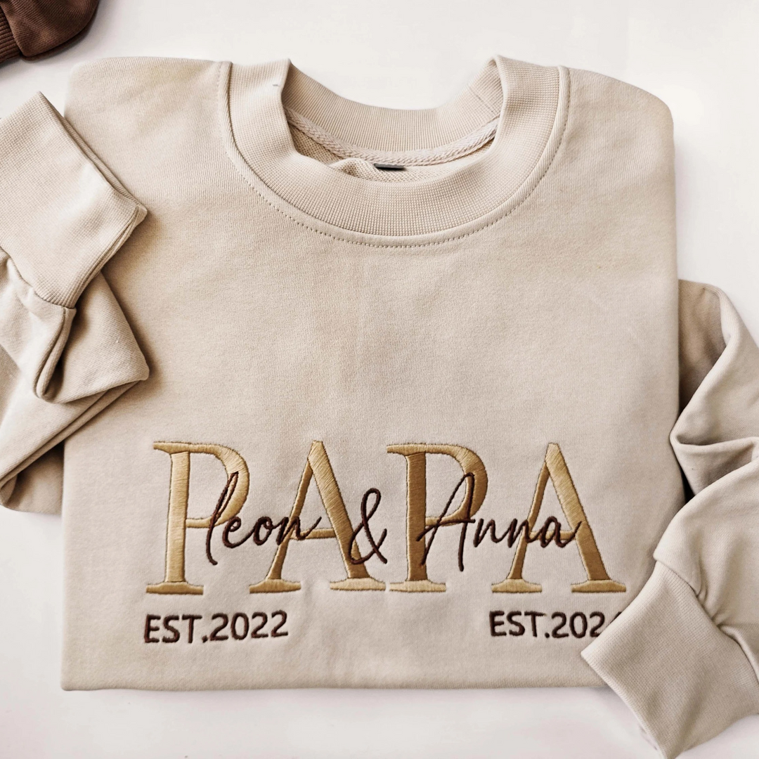 Sweatshirt brodé personnalisé MAMAN/PAPA – Cadeau Fête des Mères & Pères