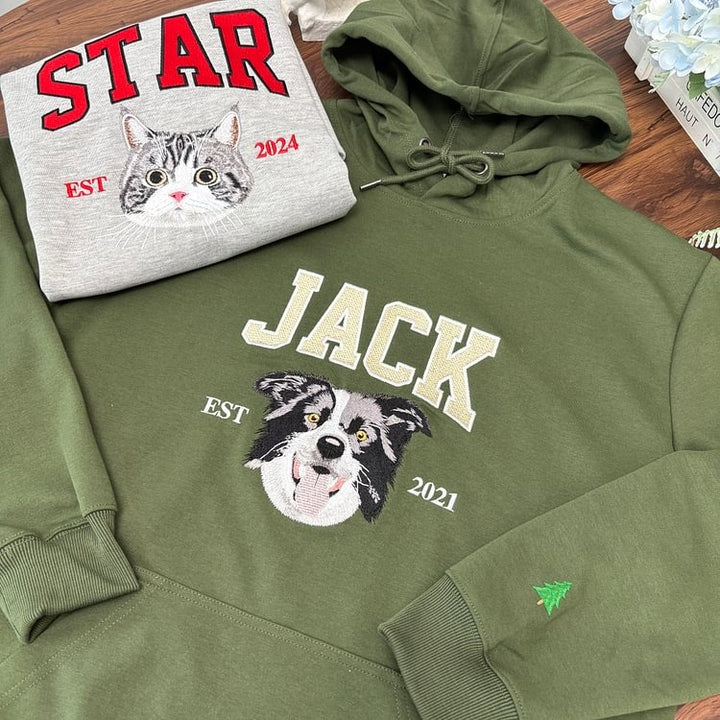Sweat-shirt brodé personnalisé avec le visage et le nom de votre animal de compagnie, cadeau souvenir pour les amoureux des animaux